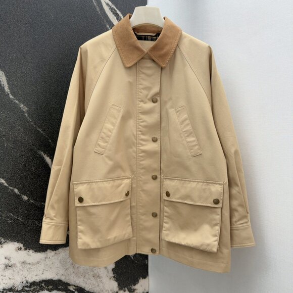 Ralph Lauren Other - Ralph Lauren Corduroy Collar Trim Tan Trench Coat